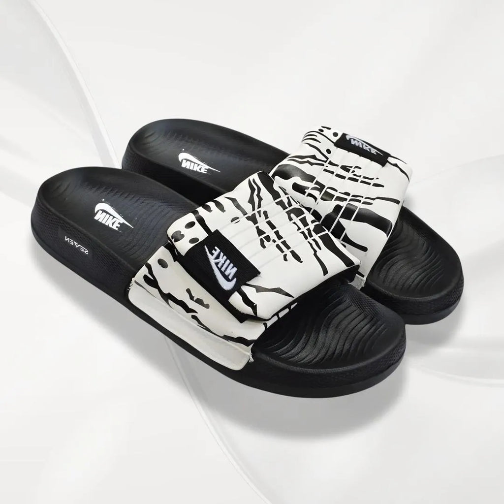 Adjustable Comfort Slide Slippers Unisex (White & Black)
