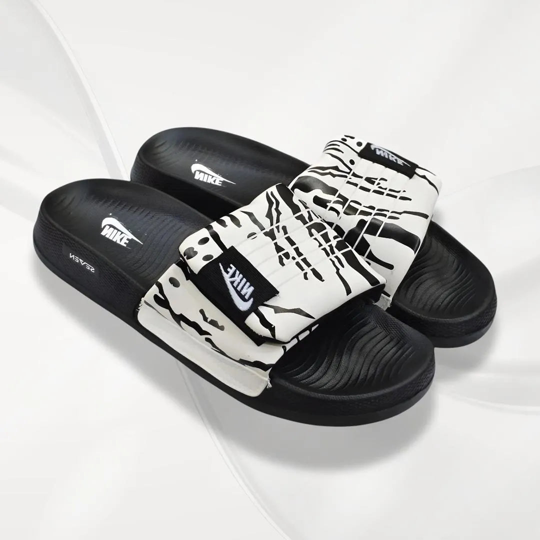 Adjustable Comfort Slide Slippers Unisex (White & Black)