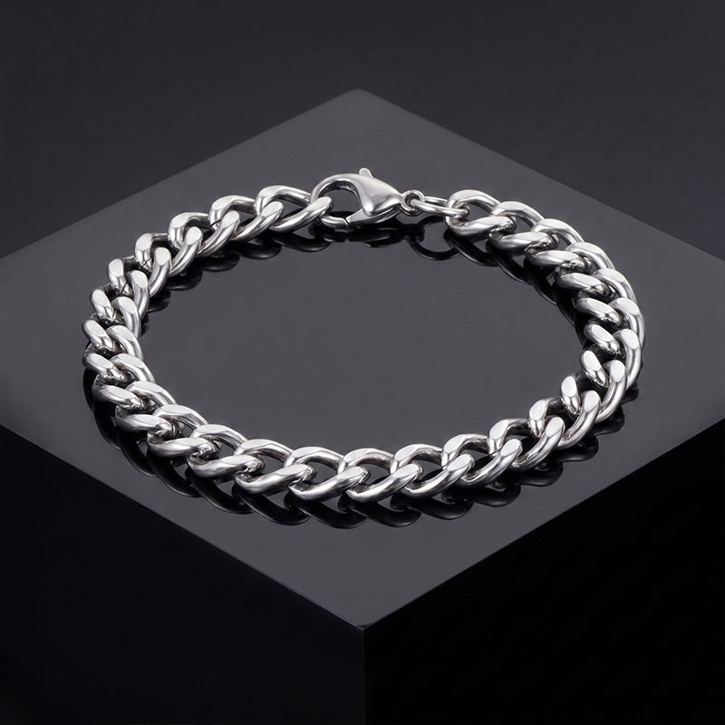 Premium Silver Stainless Steel Men's Bracelet (with Free Box)