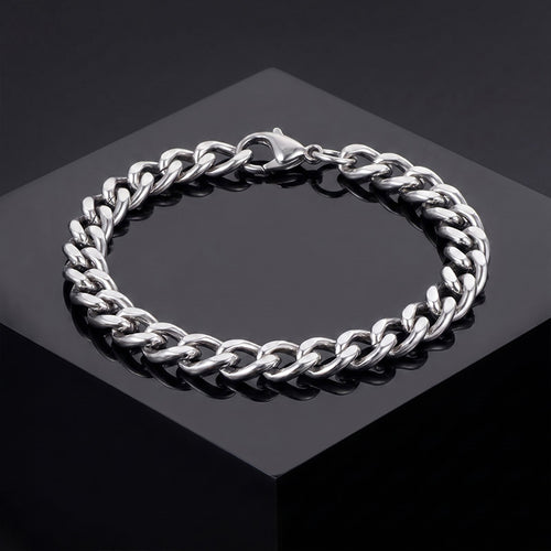 Premium Silver Stainless Steel Men's Bracelet (with Free Box)
