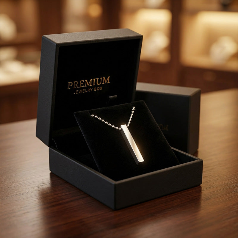 Silver Bar Pendant Necklace for Men | Premium Stainless Steel