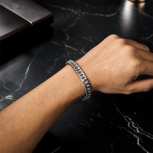 Premium Silver Stainless Steel Men's Bracelet (with Free Box)