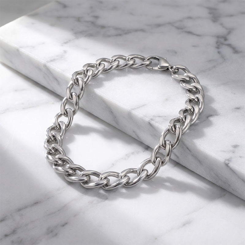 Premium Silver Stainless Steel Men's Bracelet (with Free Box)