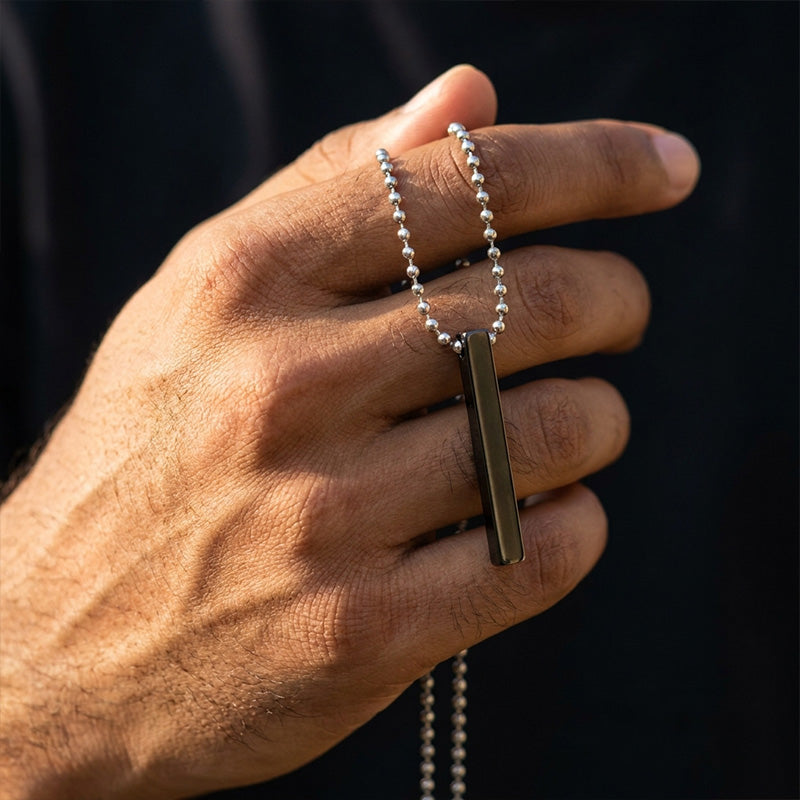 Silver Bar Pendant Necklace for Men | Premium Stainless Steel