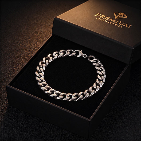 Premium Silver Stainless Steel Men's Bracelet (with Free Box)