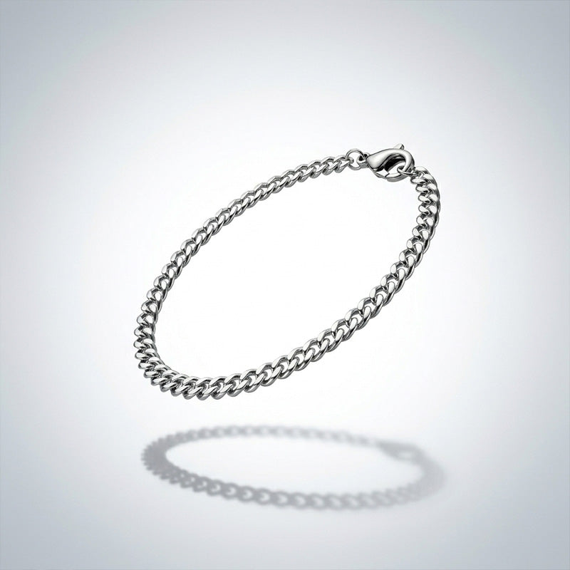 Premium Thin Silver Stainless Steel Men's Bracelet (with Free Box)
