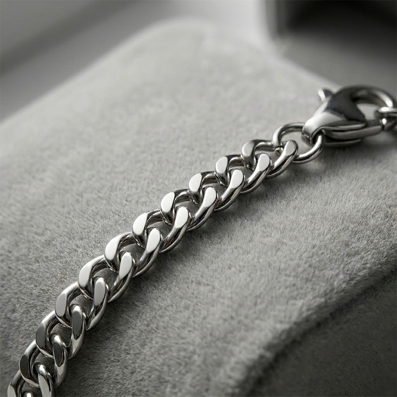 Premium Thin Silver Stainless Steel Men's Bracelet (with Free Box)