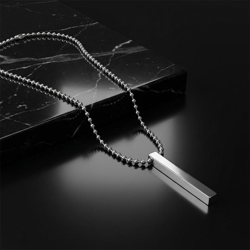Silver Bar Pendant Necklace for Men | Premium Stainless Steel
