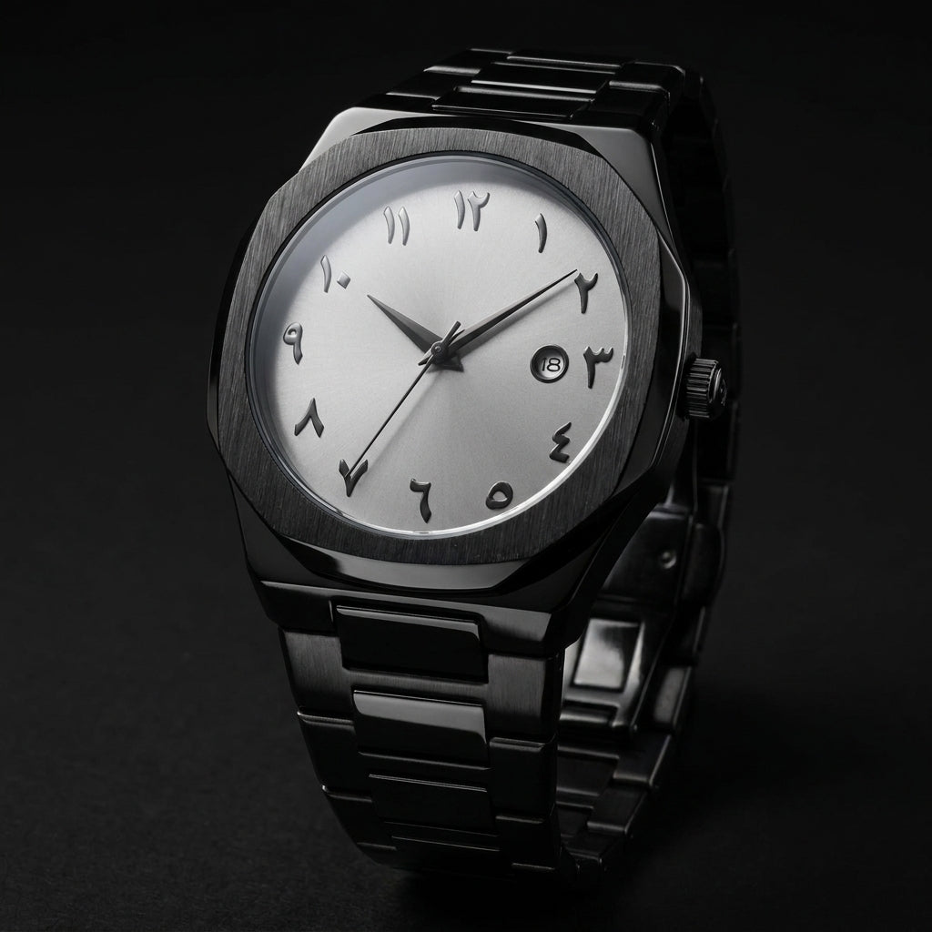 Arabic Black Aura Stainless Steel Watch