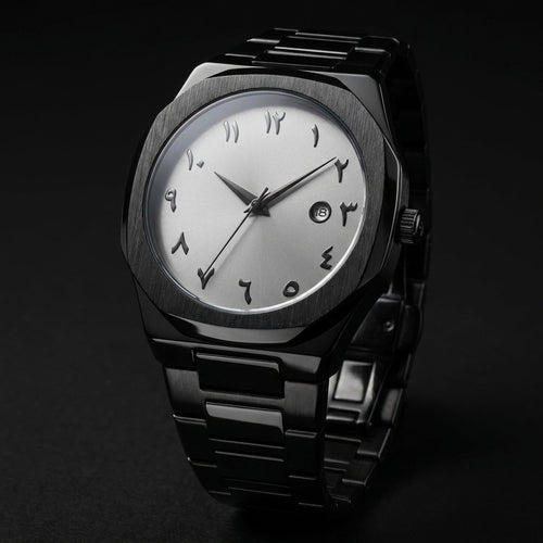 Arabic Black Aura Stainless Steel Watch