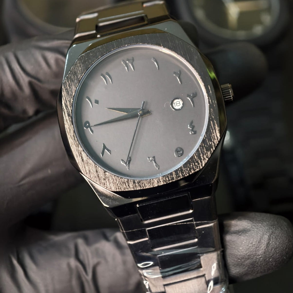 Arabic Black Aura Stainless Steel Watch