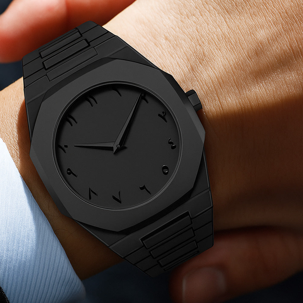 Original Black Arabic Aura Watch with Butterfly Lock
