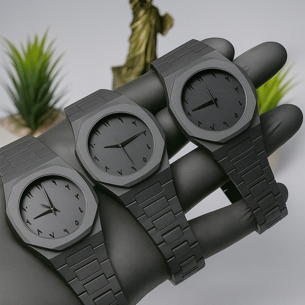 Original Black Arabic Aura Watch with Butterfly Lock