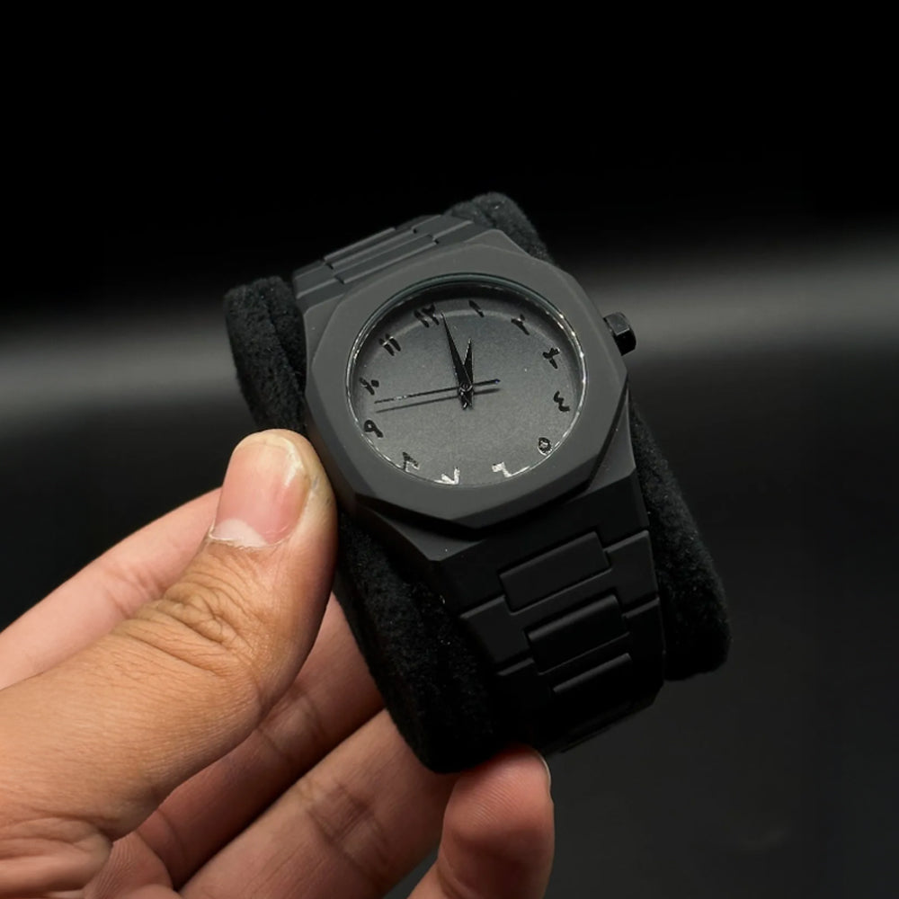 Original Black Arabic Aura Watch with Butterfly Lock