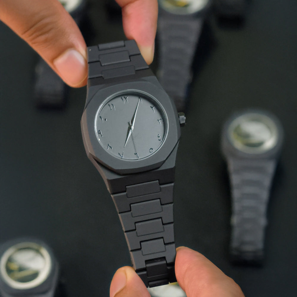 Original Black Arabic Aura Watch with Butterfly Lock