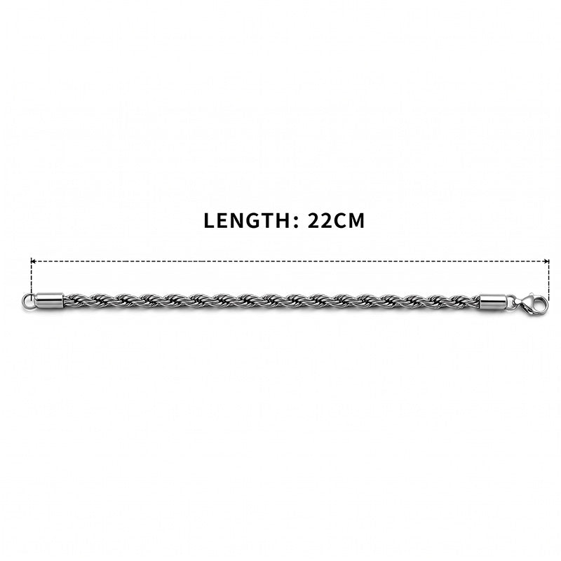 Twisted Rope Stainless Steel Bracelet for Men (with Free Box)