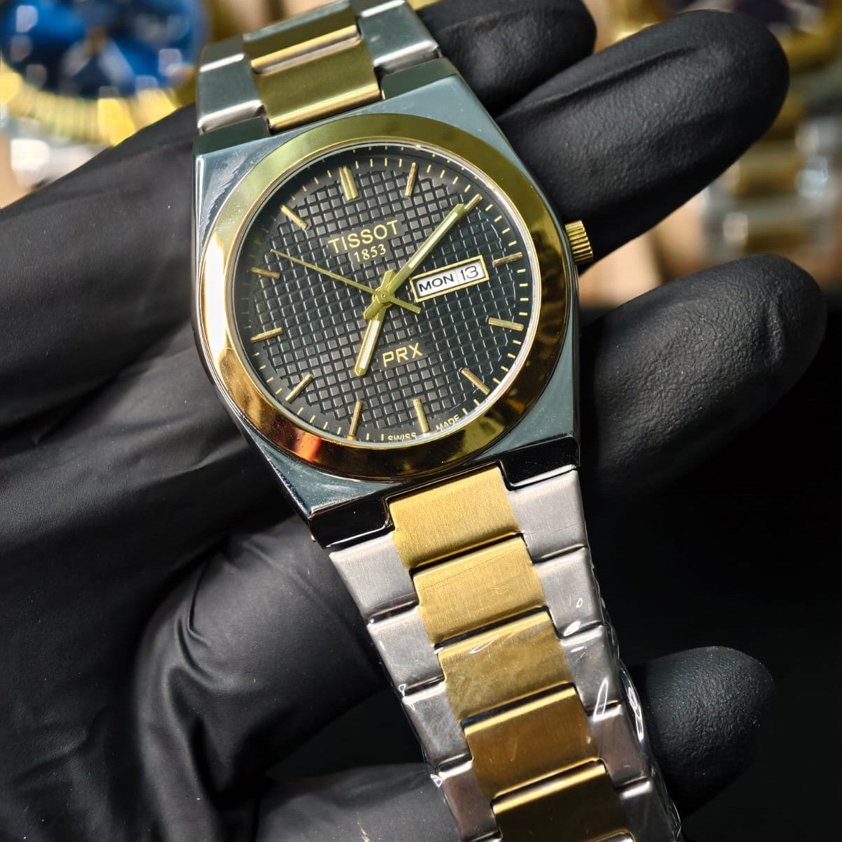 Tissot PRX Two-Tone Black Textured Dial Watch